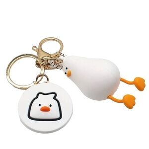 Large White Lying Flat Duck Keychain/Bag Charm